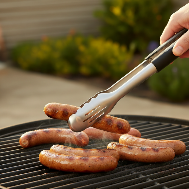 Cookinglife BBQ Tang Fire & Flavour RVS 42 cm - Grilltang Zwart/Grijs