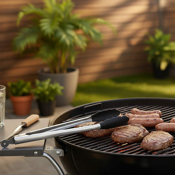 Cookinglife BBQ Tang Fire & Flavour RVS 32 cm - BBQ Tool met Zwarte Handgreep