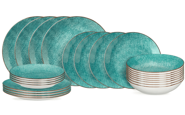 Cookinglife Serviesset Denim Bali Porselein 24-delig / 8 personen - 8 dinerborden, 8 ontbijtborden en 8 diepe borden