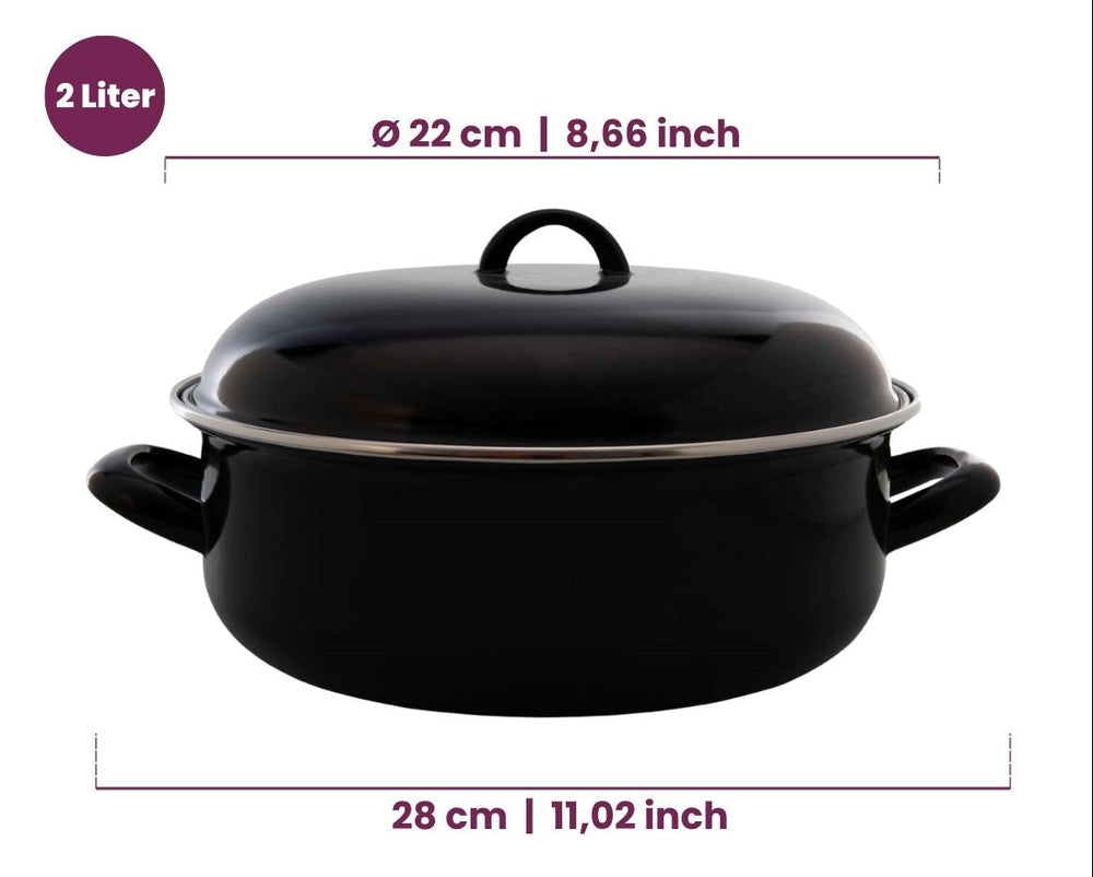 Cookinglife Braadpan met deksel - Emaille - Cooking - ø 22 cm / 2 Liter - geëmailleerde anti-aanbaklaag