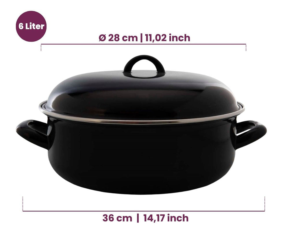 Cookinglife Braadpan met deksel - Emaille - Cooking - ø 28 cm / 6 Liter - geëmailleerde anti-aanbaklaag