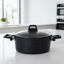 Cookinglife Kookpan met deksel - Black Speckle - Aluminium Ø 22 cm / 3.5 Liter - Geschikt voor alle warmtebronnen - standaard anti-aanbaklaag