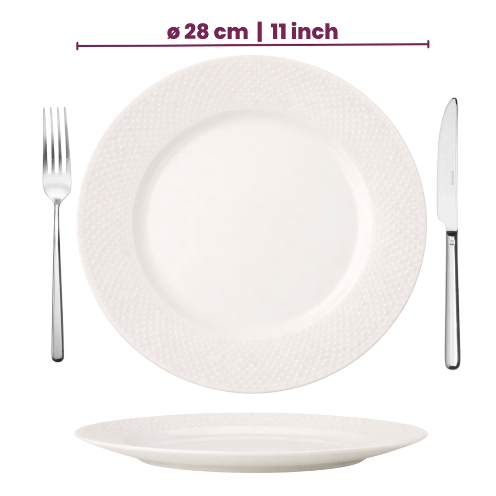 Cookinglife Dinerborden - CampVibe - Outdoor - Kunststof - Onbreekbaar - Wit ø 28 cm - 4 Stuks