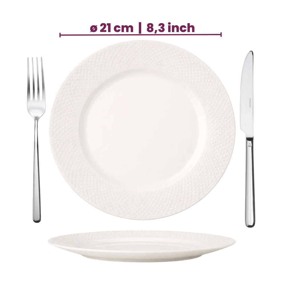 Cookinglife Ontbijtborden / Dessertborden - CampVibe - Outdoor - Kunststof - Onbreekbaar - Wit ø 21 cm - 4 Stuks