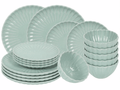 Cookinglife Serviesset Cardida Groen 18-delig / 6 personen - 6 dinerborden, 6 ontbijtborden en 6 kommen
