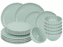 Cookinglife Serviesset Cardida Groen 18-delig / 6 personen - 6 dinerborden, 6 ontbijtborden en 6 kommen