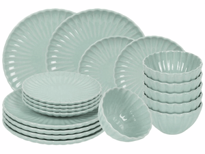Cookinglife Serviesset Cardida Groen 18-delig / 6 personen - 6 dinerborden, 6 ontbijtborden en 6 kommen