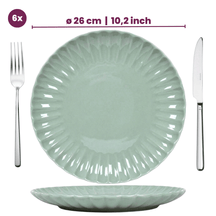Cookinglife Serviesset Cardida Groen 18-delig / 6 personen - 6 dinerborden, 6 ontbijtborden en 6 kommen