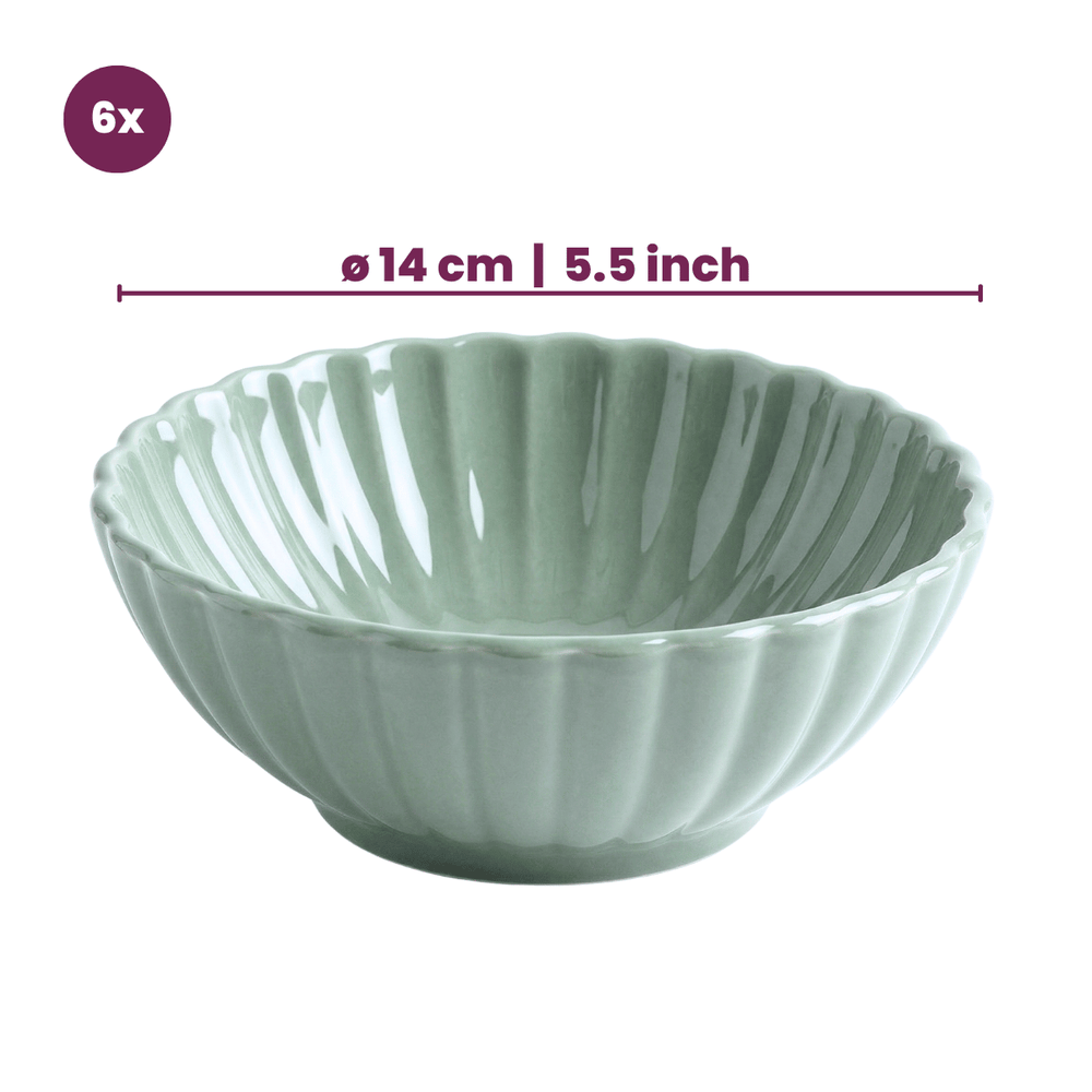 Cookinglife Serviesset Cardida Groen 18-delig / 6 personen - 6 dinerborden, 6 ontbijtborden en 6 kommen