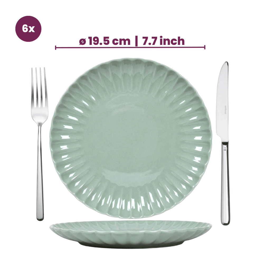 Cookinglife Serviesset Cardida Groen 18-delig / 6 personen - 6 dinerborden, 6 ontbijtborden en 6 kommen