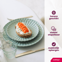 Cookinglife Serviesset Cardida Groen 18-delig / 6 personen - 6 dinerborden, 6 ontbijtborden en 6 kommen