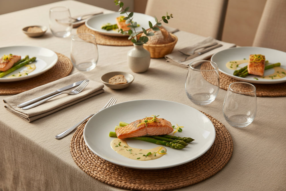 Cookinglife Dinerbord Porselein Ø 27 cm - 4 Stuks - Strak Modern Bord Wit