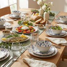 Cookinglife Serviesset Fleuris 18-delig / 6 personen - 6 dinerborden, 6 ontbijtborden en 6 kommen