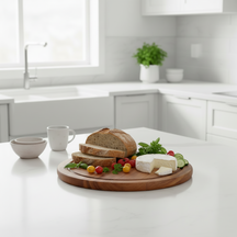 Cookinglife Snijplank Hout Acacia Pure Wood Ø 25 cm - Met Sapgeul - Keuken Snijden