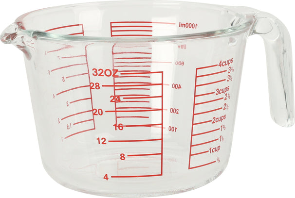 Cookinglife Maatbeker Borosilicaat Glas 1 Liter - Afmeten Vloeistoffen en Ingrediënten