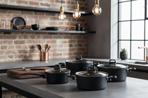 Cookinglife Pannenset Black Speckle 4-Delig Aluminium - Kookpan ø 20, 22, 24 cm & Steelpan ø 18 cm - Geschikt voor alle warmtebronnen - standaard anti-aanbaklaag