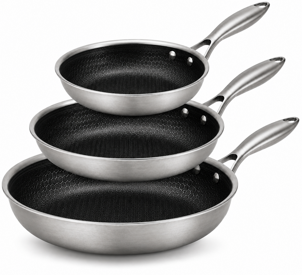 Cookinglife Koekenpannenset HexaCook - Hybride Pan 3-delig ø 20, 24 & 28 cm - NON STICK - geschikt voor alle warmtebronnen - keramische anti-aanbaklaag