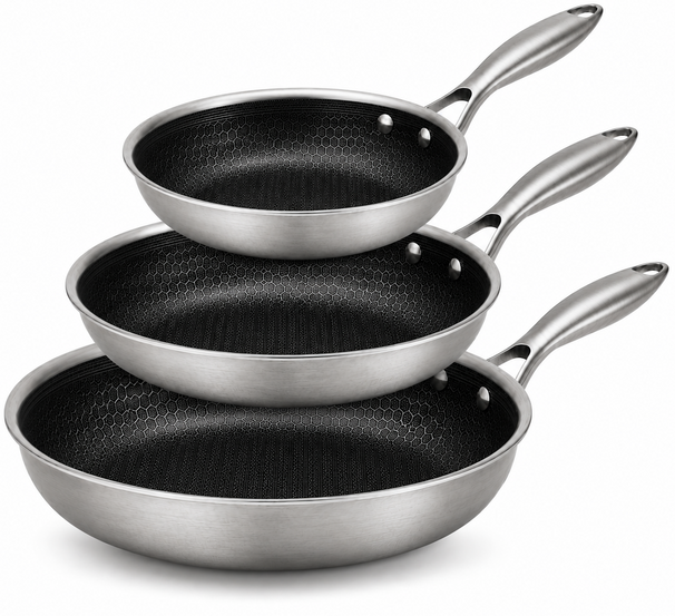 Cookinglife Koekenpannenset HexaCook - Hybride Pan 3-delig ø 20, 24 & 28 cm - NON STICK - geschikt voor alle warmtebronnen - keramische anti-aanbaklaag