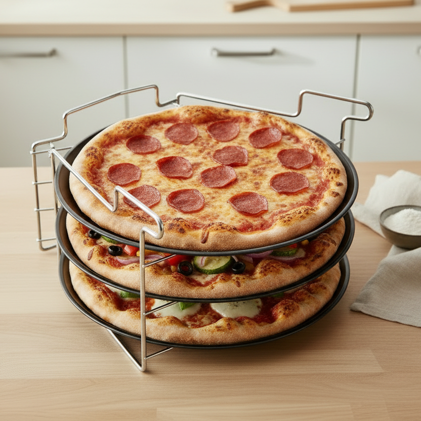Cookinglife Pizza Bakplaat Ø 32 cm Metaal - Non Stick Set 4-delig
