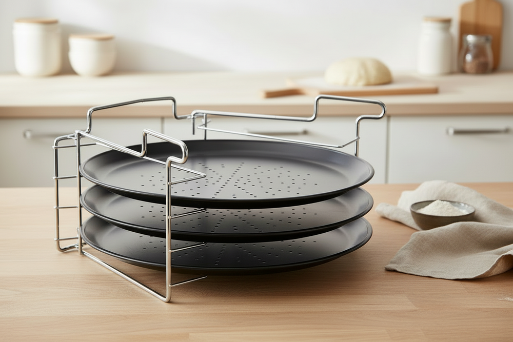Cookinglife Pizza Bakplaat Ø 32 cm Metaal - Non Stick Set 4-delig
