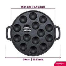 Cookinglife Poffertjespan - Gietijzer - ø 24 cm - 15 poffertjes - zonder anti-aanbaklaag - geschikt voor alle warmtebronnen