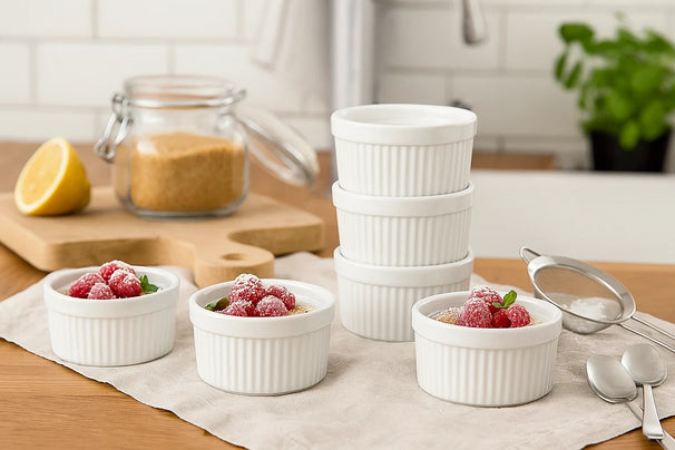 Cookinglife Ramekins / Soufflébakje / Creme Brulee Schaaltjes - Wit ø 9 cm - 6 stuks