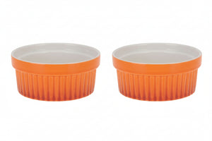 Cookinglife Ramekins / Soufflébakje / Creme Brulee Schaaltjes - Oranje - Porselein - ø 11cm -  2 Stuks