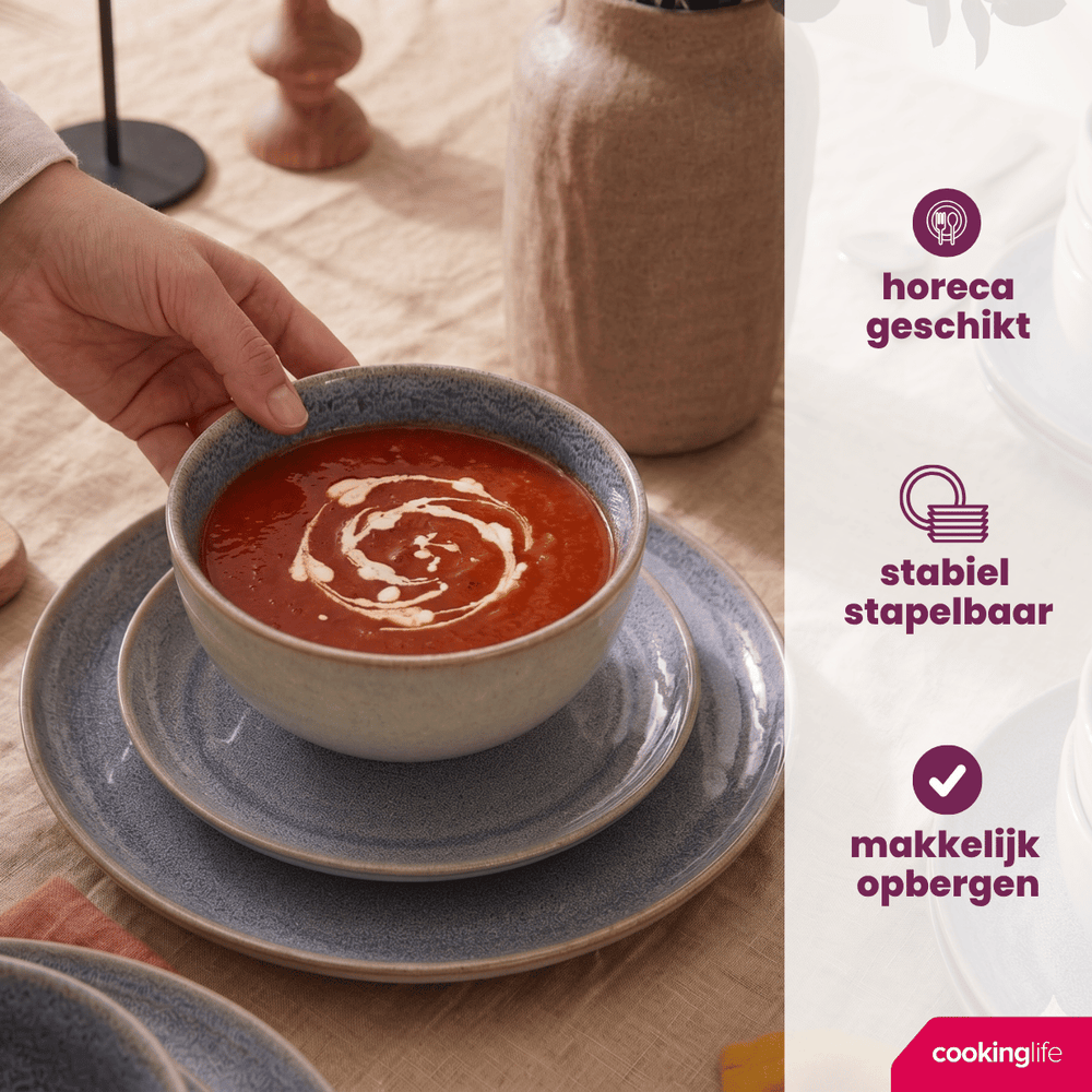 Cookinglife Soepkommen / Kommen Serene Blue ø 14 cm - Aardewerk - 4 stuks
