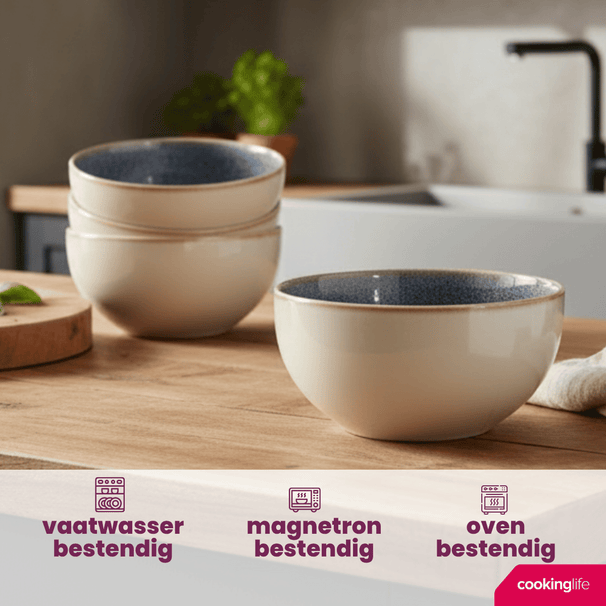 Cookinglife Soepkommen / Kommen Serene Blue ø 14 cm - Aardewerk - 4 stuks
