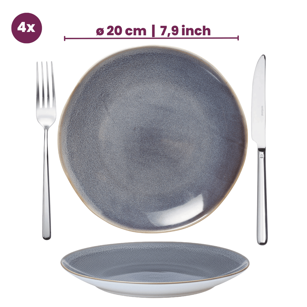 Cookinglife Ontbijtborden / Dessertborden Serene Blue ø 20 cm - Aardewerk - 4 stuks