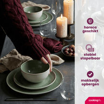 Cookinglife Dinerborden Serene Green ø 28 cm - Aardewerk - 4 Stuks