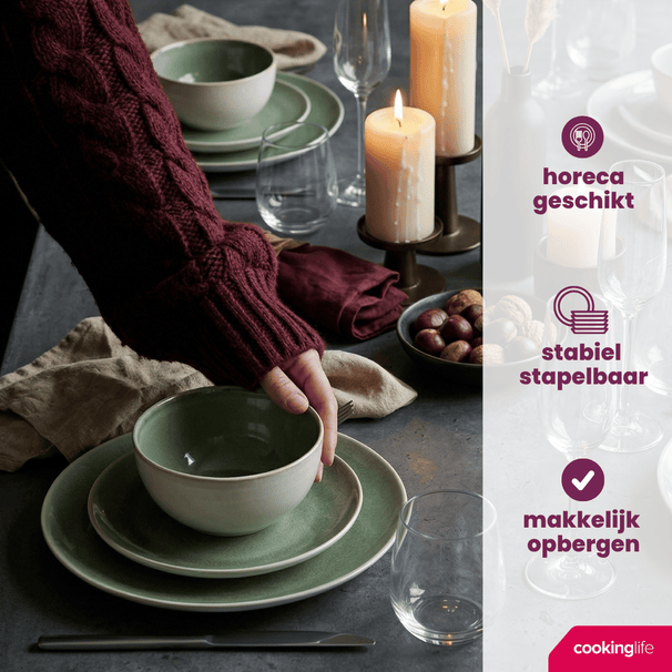 Cookinglife Ontbijtborden / Dessertborden Serene Green ø 20 cm - Aardewerk - 4 stuks