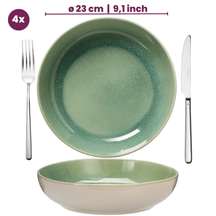 Cookinglife Diepe Borden / Pastaborden Serene Green ø 23 cm - Aardewerk - 4 Stuks