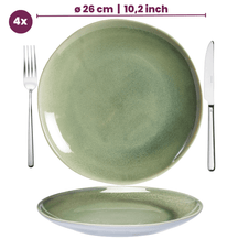 Cookinglife Dinerborden Serene Green ø 28 cm - Aardewerk - 4 Stuks
