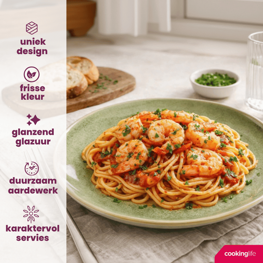 Cookinglife Dinerborden Serene Green ø 28 cm - Aardewerk - 4 Stuks
