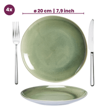 Cookinglife Ontbijtborden / Dessertborden Serene Green ø 20 cm - Aardewerk - 4 stuks