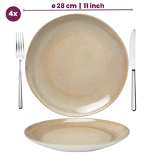 Cookinglife Dinerborden Serene Zand ø 28 cm - Aardewerk - 4 Stuks