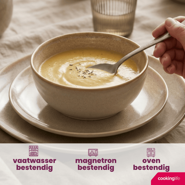 Cookinglife Soepkommen / Kommen Serene Zand ø 14 cm - Aardewerk - 4 Stuks