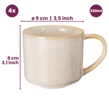 Cookinglife Koffiemokken Serene Zand 330 ml - Aardewerk - 4 stuks