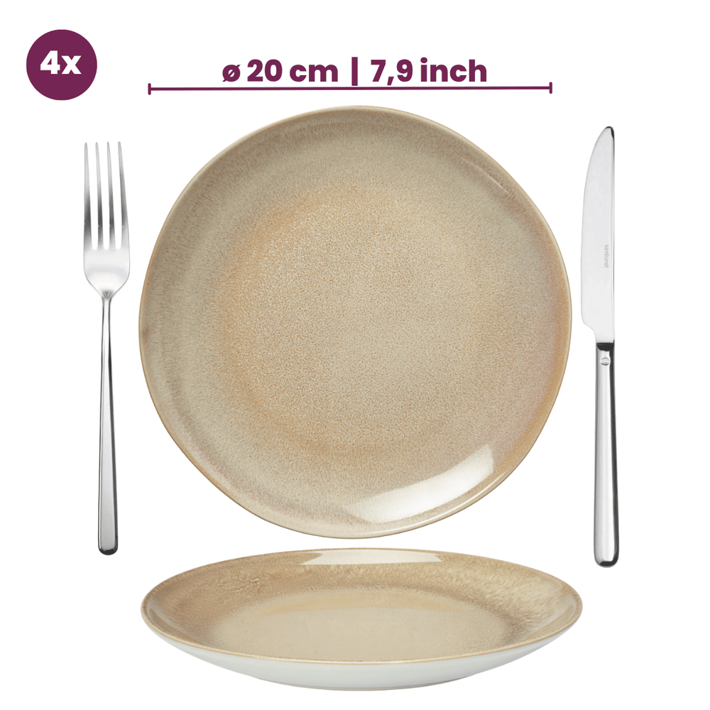 Cookinglife Ontbijtborden / Dessertborden Serene Zand ø 20 cm - Aardewerk - 4 stuks