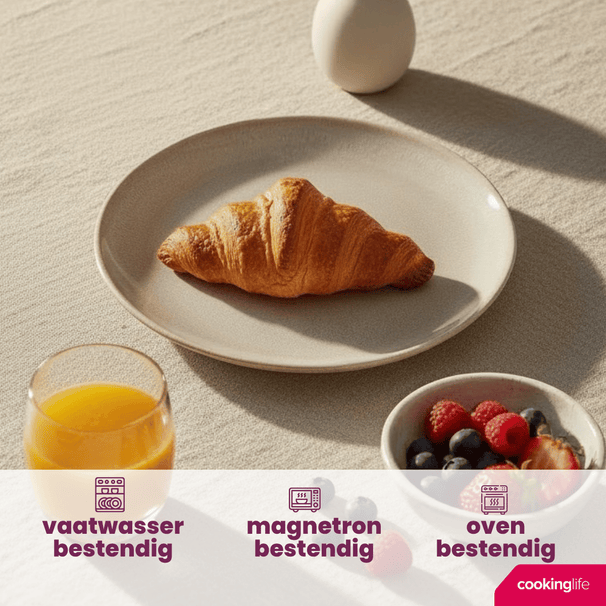 Cookinglife Ontbijtborden / Dessertborden Serene Zand ø 20 cm - Aardewerk - 4 stuks