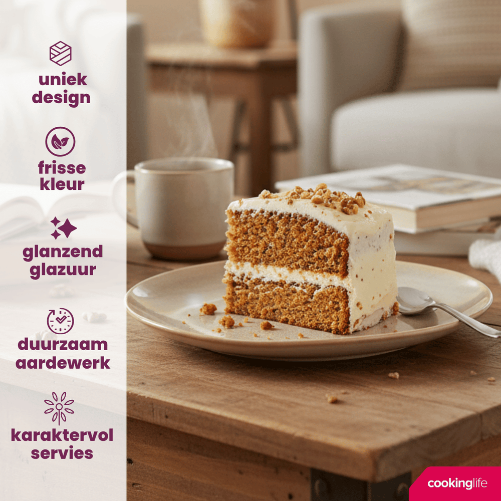 Cookinglife Ontbijtborden / Dessertborden Serene Zand ø 20 cm - Aardewerk - 4 stuks