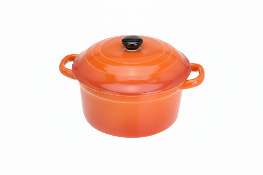 Cookinglife Serveerpannetje met deksel Oranje - Porselein - ø 10 cm / 300 ml