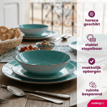 Cookinglife Serviesset Denim Bali Porselein 24-delig / 8 personen - 8 dinerborden, 8 ontbijtborden en 8 diepe borden