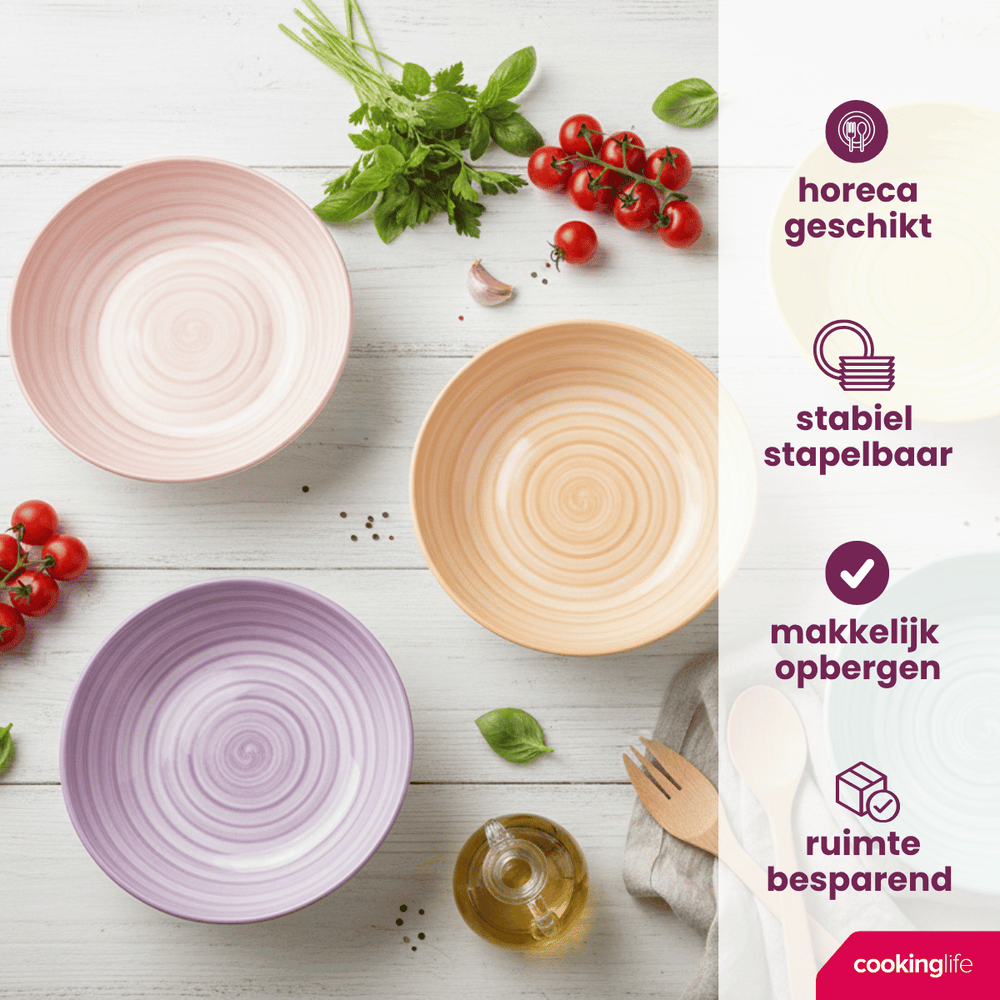 Cookinglife Diepe Borden / Pastaborden Spring Vibes ø 21 cm - 6 Stuks
