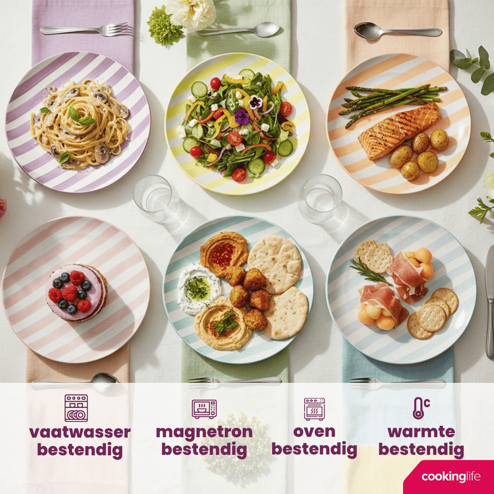 Cookinglife Serviesset Spring Vibes 18-delig / 6 personen - 6 dinerborden, 6 ontbijtborden en 6 diepe borden