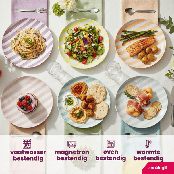 Cookinglife Serviesset Spring Vibes 18-delig / 6 personen - 6 dinerborden, 6 ontbijtborden en 6 diepe borden