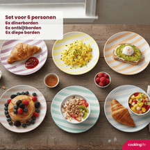 Cookinglife Serviesset Spring Vibes 18-delig / 6 personen - 6 dinerborden, 6 ontbijtborden en 6 diepe borden