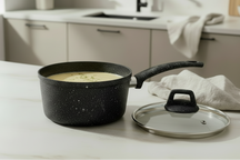 Cookinglife Pannenset Black Speckle 4-Delig Aluminium - Kookpan ø 20, 22, 24 cm & Steelpan ø 18 cm - Geschikt voor alle warmtebronnen - standaard anti-aanbaklaag