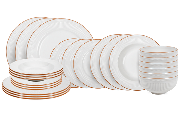 Cookinglife Serviesset Stratton 24-delig / 6 personen - 6 dinerborden, 6 ontbijtborden, 6 diepe borden en 6 kommen